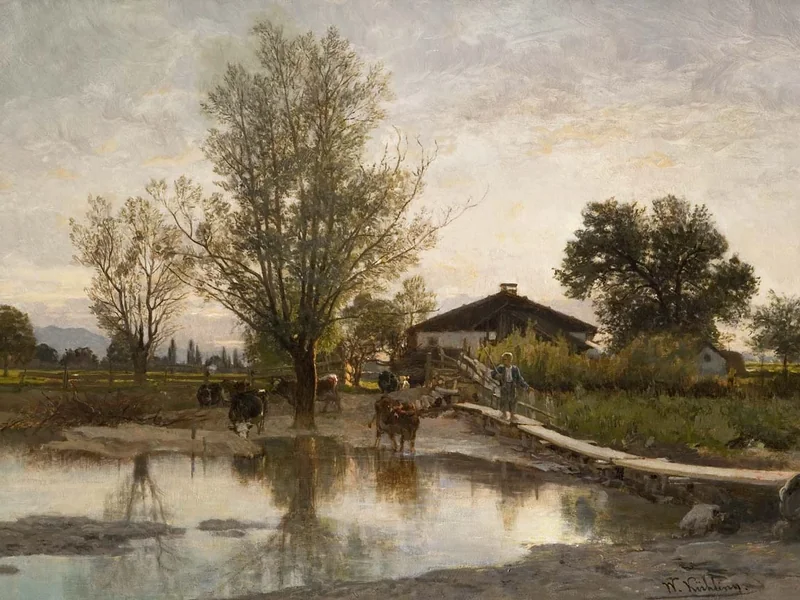 1823-Wilhelm Kühling - Sul fiume Inn, vicino a Rosenheim